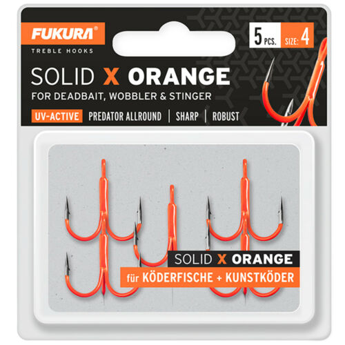 Hechthaken Drillingshaken für Kunstköder Fukura Solid X Orange Drillinge