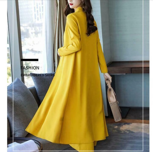 Women‘s Wide Legs Loose Overcoat Jacket Outwear Jumpsuits Belt Slim Fit Suits Sz