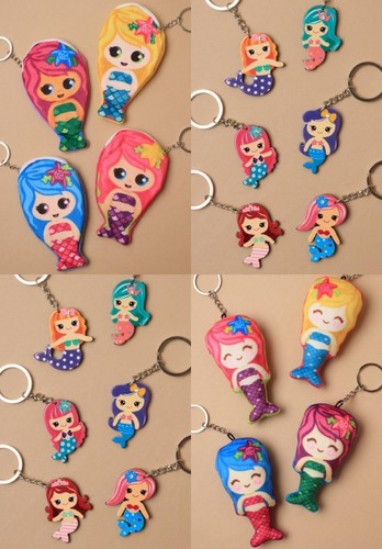 MERMAID FABRIC OR PLASTIC KEYRING IN 9 DESIGNS OR ZIP PURSE WITH LINING