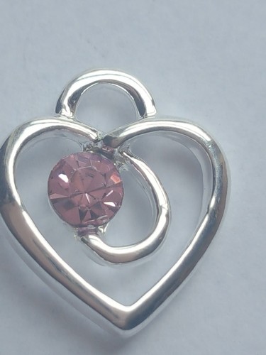 10 X Chapado en Plata Rosa Colgante de corazón Rhinestone encantos