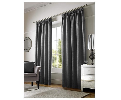 Alan Symonds Plain Chenille Double rideaux à plis plat 168 cm W x 137 cm L Gris