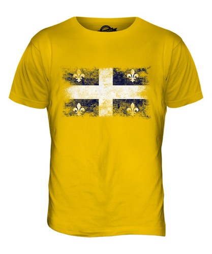 QUEBEC DISTRESSED FLAG MENS T-SHIRT TOP GIFT SHIRT CLOTHING JERSEY