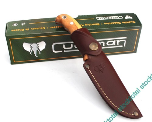 CUCHILLO CUDEMAN MANGO OLIVO SATINADO FUNDA CUERO 147-L