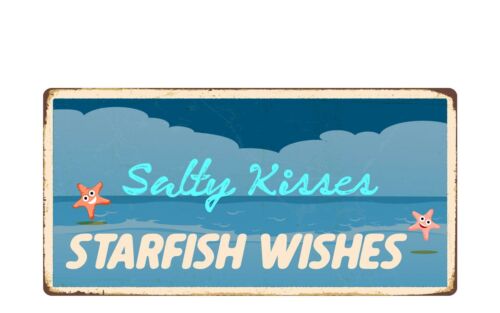 2479HS Salty Kisses Starfish Wishes 5"x10" Novelty Sign 