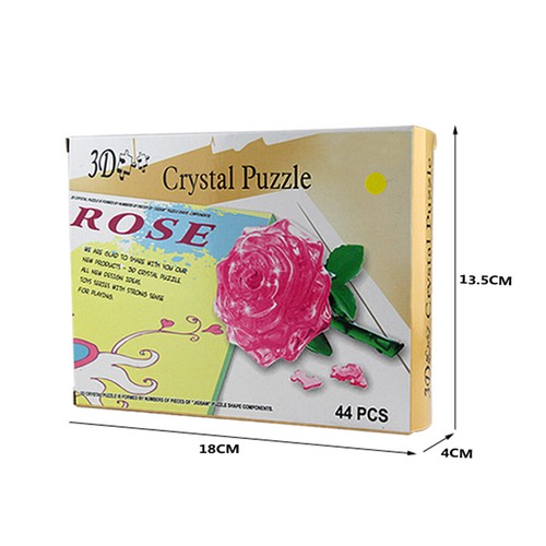 3D Crystal Rose Model Building Blocks Puzzle Children Stereo Educational DIY Toy