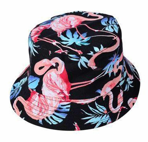 Bucket Hat Flamingo Printed Unisex Festival Fishing Summer Sun Beach Party Cap