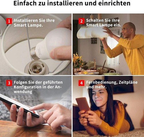 2er PACK Smart WLAN LED Lampe Wifi Glühbirne Birne Kompatibel mit Amazon Alexa