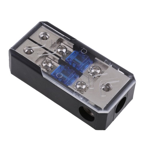 2 Way Power Distribution Block 4//8 AWG Gauge AGU Fuse Holder 60Amp 2in 1out