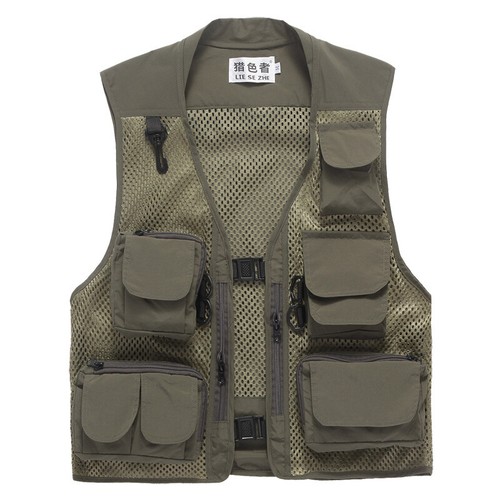 Multi Pockets Fishing Vest Men Summer Mesh Working Waistcoat Custom Logo 121