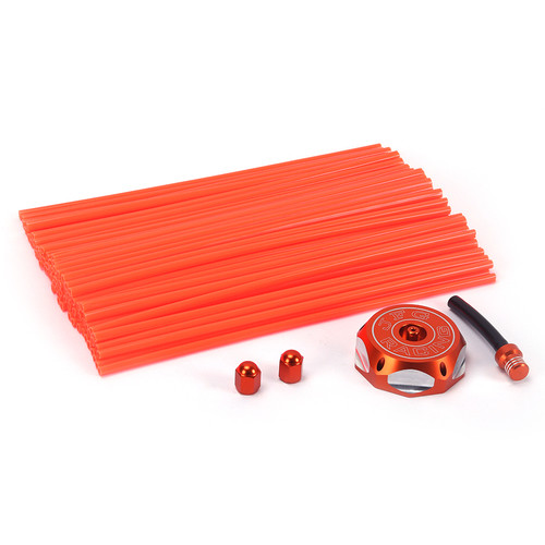 Orange Fuel Petrol Tank Cap Wheel Spoke Wraps Kit Rims Skins Cover Gas Mouth