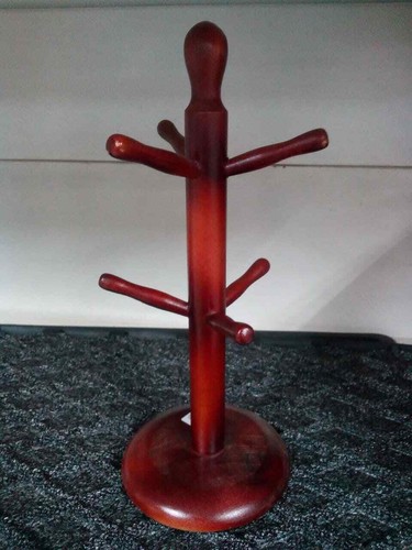 6 Hooks Wood Mug Rack Holder Tree Coffee Cup Storage Stand Kitchen Office New
