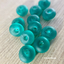 Matte Peacock Green Large Hole Rondelle Cultured Sea Glass Beads