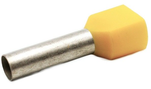100 Stück Aderendhülsen 2x 6mm² x 18mm lang isoliert gelb Twin doppel gelb 2x6L