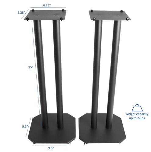 Universal Steel Floor Speaker Stands for Surround Sound /& Book Shelf Speakers