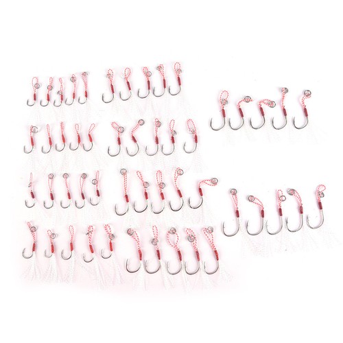 Jigging Fishhook Assist Hook Boat Jig Fishing Feather Roped Hook Overweight H JB