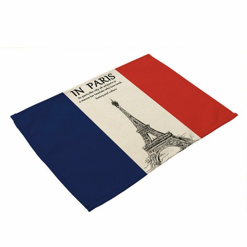 Eiffel Tower Insulation Cotton Linen Placemat Dining Table Mat Home Kitchen
