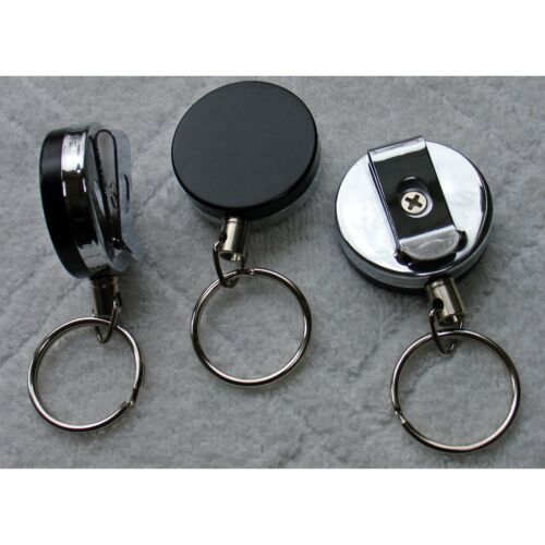 1.5/" Retractable Reel Key Badge Keychain Chain Pull FULL SOLID METAL FRONT/&BACK