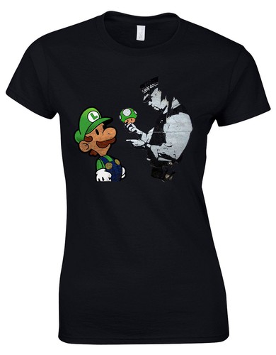 Banksy Mushroom GAMES Retro Graffiti Street Art Ladies Tshirt Tee Top AG62
