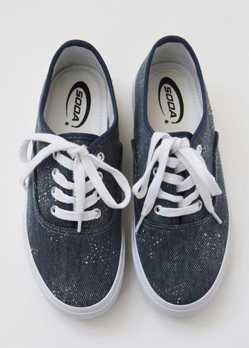 Girls Youth SODA QUIET Blue Denim Foam Cushioned Casual Shoes NEW