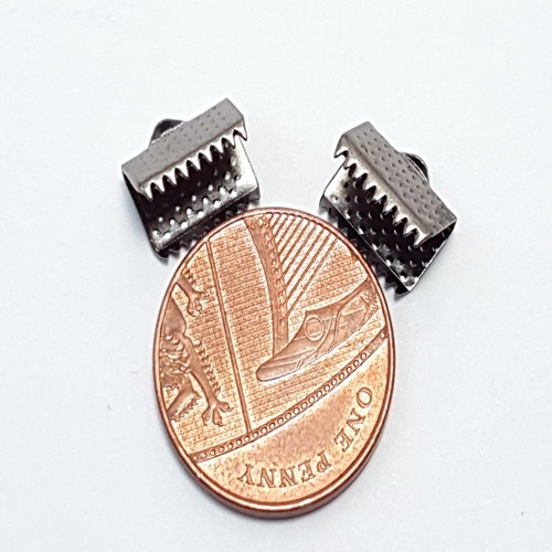 50 pieces 10x6mm Black Plated Folding Crimps ribbon ends Connectors A6703k2-ac