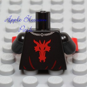 NEW Lego Dragon Wizard BLACK MINIFIG TORSO w/Red Hands Castle Skull Head 70403