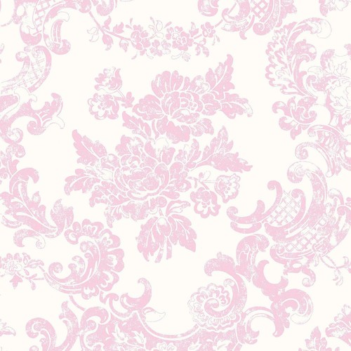 Marshmallow Pink M0756 Toile De Jouy Style Vintage Lace Damask