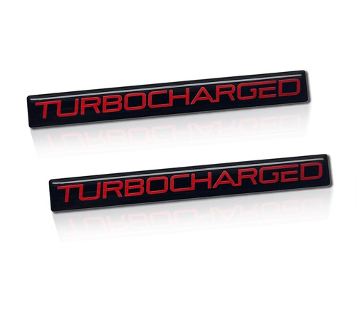 Brand New TURBOCHARGED Turbo Charged Badges Sticker Emblem Black Red 2