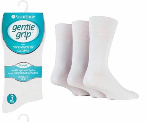 Mens SOCKSHOP DIABETIC Gentle Grip Cotton Socks NON ELASTIC Seemless Toe Soft UK