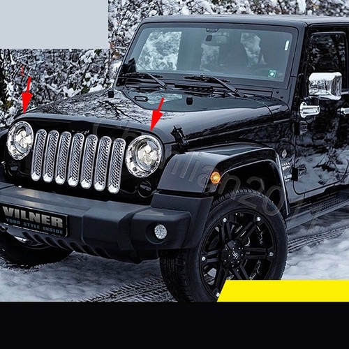 Chrome Front Head Light Lamp Cover Trim for 07-17 Jeep Wrangler 2pcs