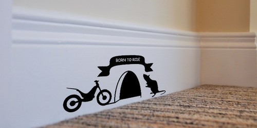 Funny mouse hole wall skirting board stair decal stickers