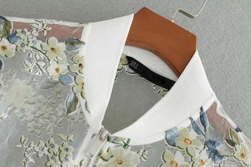 New Womens Summer Floral Print Long Sleeve Bomber Jacket Organza Sunblock Coat