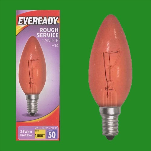 Electric Fires 20x 25W Red Fireglow SES E14 Candle Light Bulb Brooders etc.