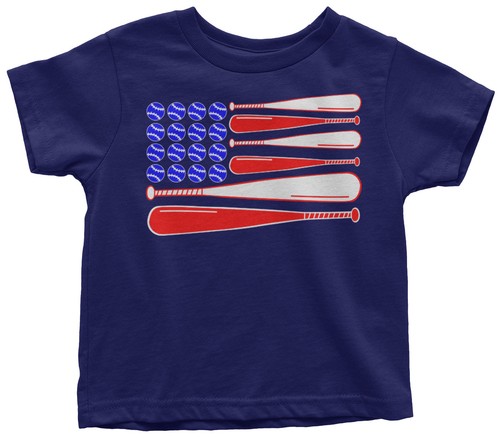 Baseball and Bat American Flag Toddler T-Shirt Team Player Gift Idea
