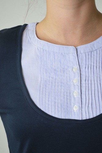 Navy 2in1 Striped Shirt Scoop Neck Jersey Tunic RRP £22