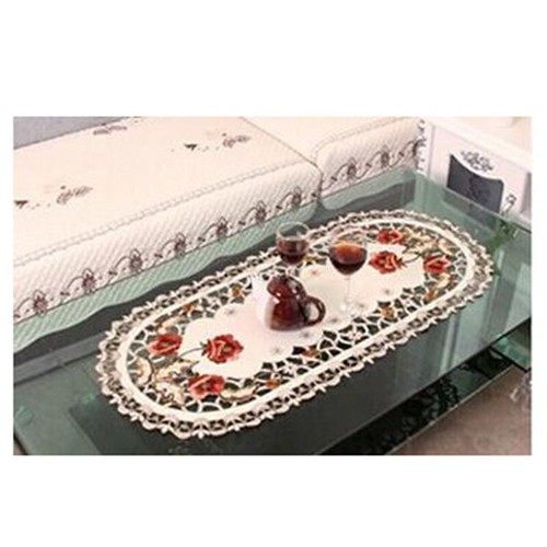 Table Cloth Cover Home Tablecloth Oval Embroidered Plastic Lace Pattern Protect