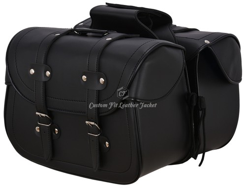 LEGEND Black Cruiser Motorcycle Bikers Panniers Leather Look PU Saddle Bag SD 48