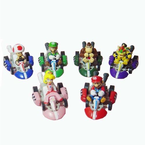 Lot 6pcs Super Mario Bros 2/" MARIO Kart Luigi Pull-back Car Figure Toy Set Gift