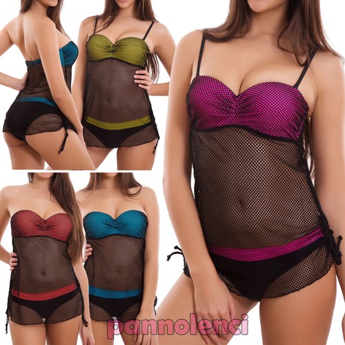 fluo neu F2971 Bikini Zweiteiler Frau Badeanzug Meer zwei Teile Bandeau