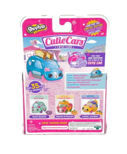 NEW Shopkins Cutie Cars QT2-01 Toasty Coaster Die Cast Body Toy Car