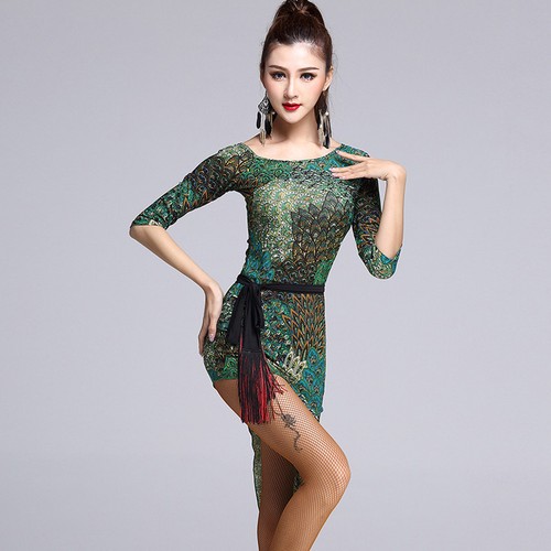 NEW Latin Ballroom Dance Dress Modern Salsa Waltz Standard Long Dress#MD002