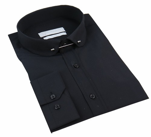 Homme Club col chemise avec barre popeline PIN BLANC NOIR 1920 S patraque oeillères