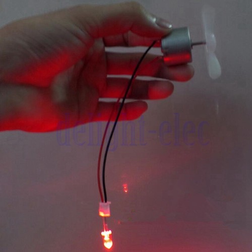 Mini Wind Turbines Generator Small Motor LED Blades Children Electric DIY DE