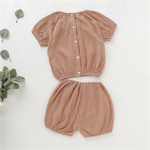 UK Newborn Infant Baby Girl Newborn Cotton Linen T-Shirt Tops+Shorts Outfits Set