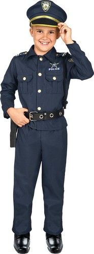 Police Officer Costume Kids Halloween Cosplay Boys Outfit Realistic Set Uniform