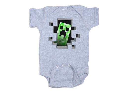 18-24 Months Official Minecraft Creeper Inside Babygrow Romper Suit 12-18