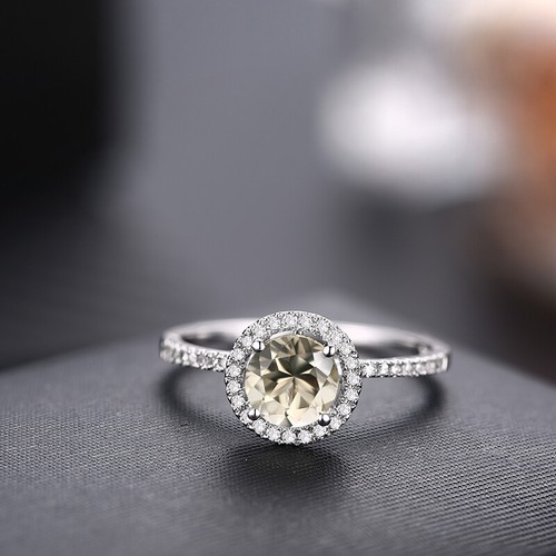 Engagement Wedding 6mm Round Peridot /&Natural Diamonds Sterling Silver Ring Gift
