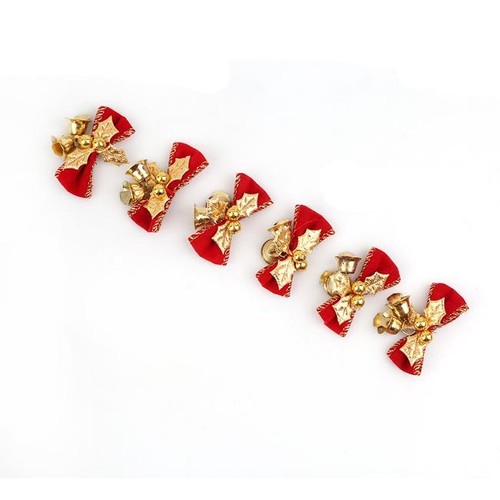 6pcs Christmas Tree Bow Decoration Baubles Xmas Party Garden Bows Ornament QK