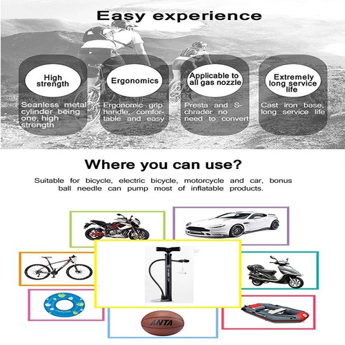 Bike Pump,Compatible with Presta and Schrader Valve Portable Mini Bicycle Pump