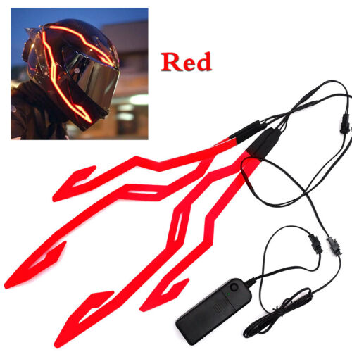 4x Motorcycle LED Night Light Riding Signal Helmet EL Cold Light Kit 3 Mode Red