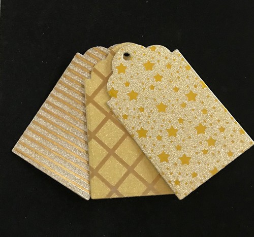 12 Gold Glitter Gift Tags